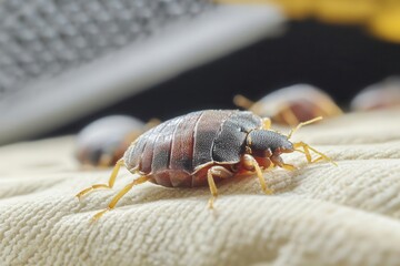 Detailed image of bed bug control treatment on a mattress, pest control equipment in action, infestation treatment, bed bug removal