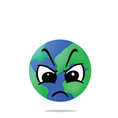 angry earth character. cute, funny, and playful concept. solar system, astronomy, and education themes