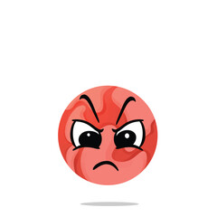 angry mars character. cute, funny, and playful concept. solar system, astronomy, and education themes