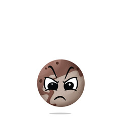 angry pluto character. cute, funny, and playful concept. solar system, astronomy, and education themes