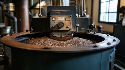 Fototapeta premium Close-Up of a Vintage Coffee Bean Roaster