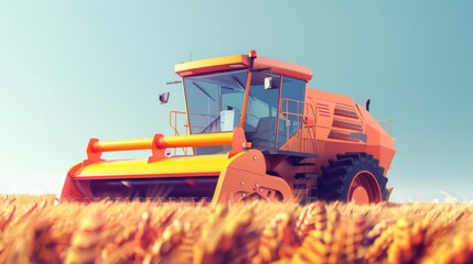 Obraz premium 3D Minimalist Silage Cutter in Field