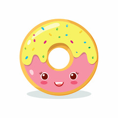 Fototapeta premium Doughnut Food Eat Meal Snack Cuisine Animation Kawaii Character 