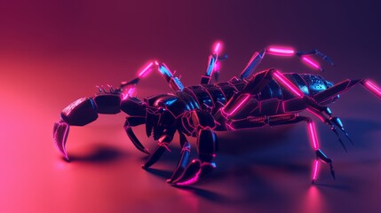 Fototapeta premium Minimalist 3D Scorpion with Neon Accents