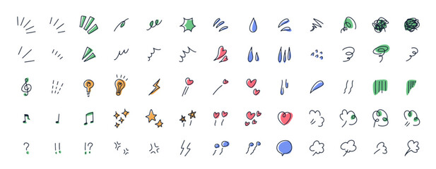 感情を表す手書きのイラストアイコン