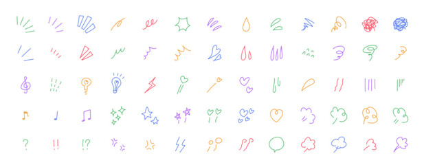 感情を表す手書きのイラストアイコン