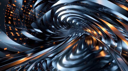 Abstract Metallic Swirls with Orange Glows