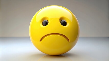Fototapeta premium of a sad yellow smiley face icon, sad, crying, emotion, yellow, isolated, upset, unhappy, depression, frown, melancholy
