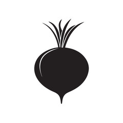 Turnip Silhouette Vector Illustration - Hand Drawn Vegetable Clipart for Organic Food Posters