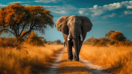Obraz premium Elephant in a natural environment with vibrant colors. backgrounds of amazing animals in their natural habitat