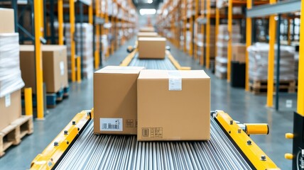 Automated sorting system organizing products for global shipment in a large warehouse, inventory automation, warehouse technology