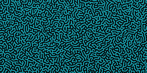 Abstract truing organic wallpaper Turing reaction diffusion monochrome seamless pattern with chaotic motion. Generative algorithm psychedelic background. Reaction-diffusion or truing pattern formation