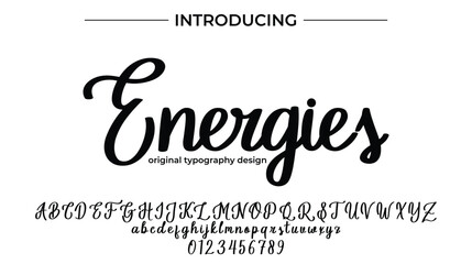 Energies Font Stylish brush painted an uppercase vector letters, alphabet, typeface