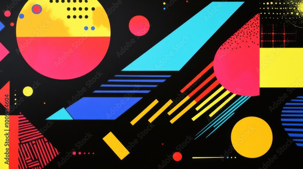 Poster abstract geometric design with vibrant colors and shapes