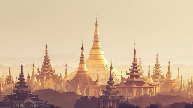 Serene View of Shwedagon Pagoda in Yangon, Myanmar