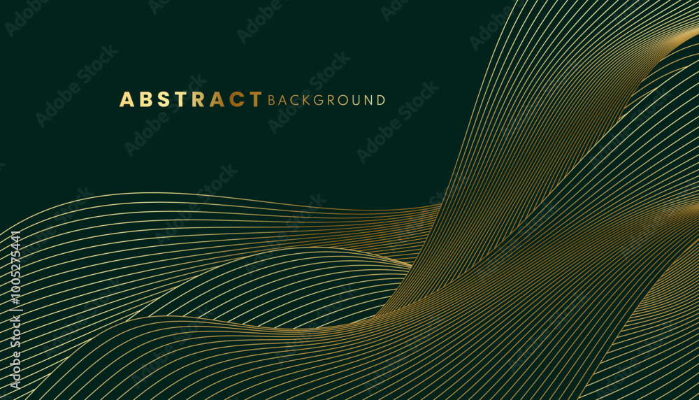 Aufkleber abstract green gold wave background. vector style featuring flowing waves and dynamic shapes.