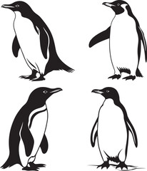 penguin silhouette vector art illustration on white background © Mehedi