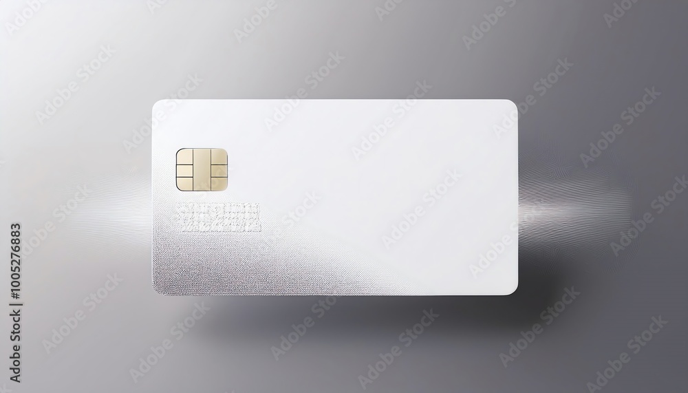 Poster A minimalist credit card with a chip, surrounded by a subtle digital pattern on a gradient background, symbolizing modern financial technology.