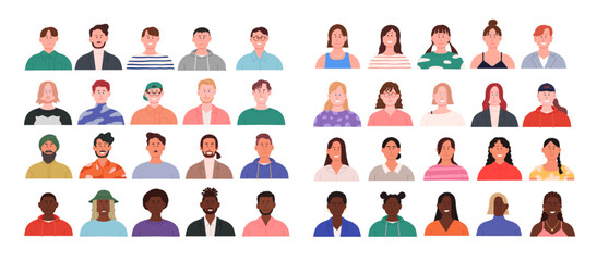 Diverse Young People Portraits in Casual Attire