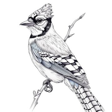 recommend clip art: Blue Jay Line Art on White Background
