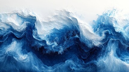 Abstract ocean waves in blue and white