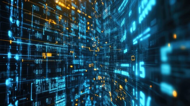 Digital code data, circuit board and cybersecurity. Ai cyberspace, programming and information technology of the future