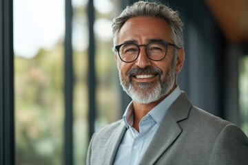 Portrait of a smiling middle-aged man with glasses