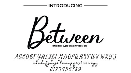 Between Font Stylish brush painted an uppercase vector letters, alphabet, typeface