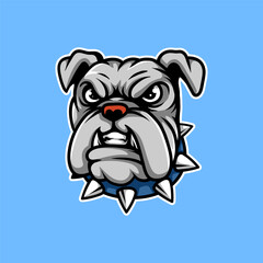 angry dog bulldog worker line art style sketch classic vintage design illustration