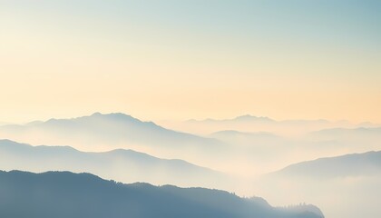 Misty Watercolor Mountains in Flowing Pastels Calm Abstract Landscape Art