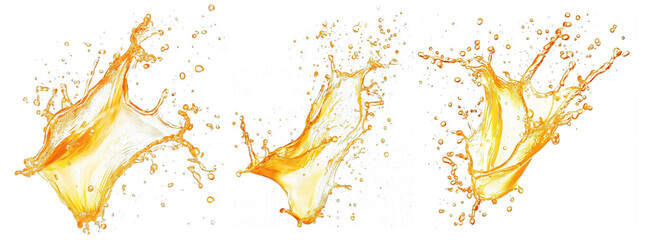 realistic orange water splash collection isolated clipping path transparent PNG background