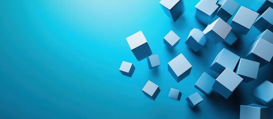 Obraz premium Abstract Composition of Blue Cubes on a Blue Background