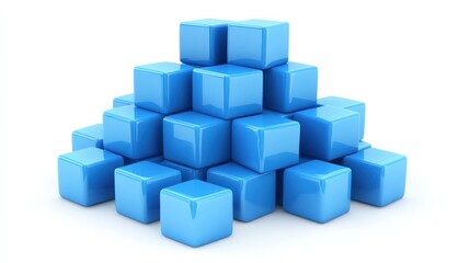 Obraz premium Stack of Blue Cubes on a White Background