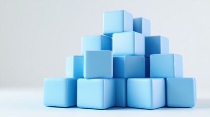 Naklejka premium Abstract Blue Cube Composition on White Background