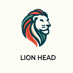 Unique, minimalist, simple colored lion or lion head logo illustration