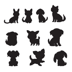 Isolated dogs on the white background. Dogs silhouettes. Vector EPS 10.	