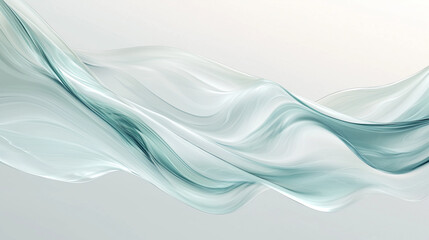 Fototapeta premium An abstract rendering of liquid glass, with smooth, translucent waves of glassy textures in subtle hues of silver and teal
