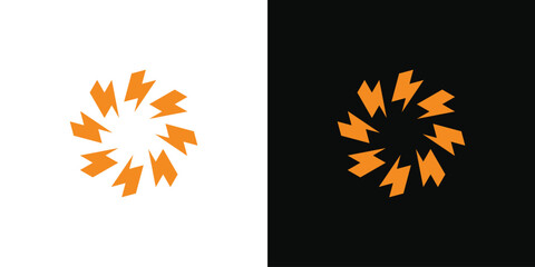 Abstract sun logo design. lightning circle or energy. Premium Vector