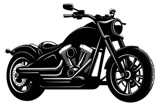 recommend clip art: Stylish black custom motorcycle isolated on transparent background.