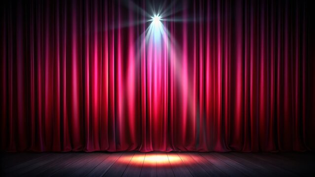 Create a compelling professional spotlight on a dark curtain background, with designated areas for text or graphic
