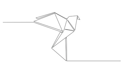 continuous line origami.origami bird single line drawing.Japanese art of origami drawn in one line © vionaembun42
