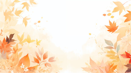 seasonal watercolor style illustration of autumn bushes trees ground autumnal harvest thanksgiving bottom border background wallpaper backdrop orange white gold space for text