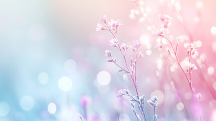 Fototapeta premium A soft, blurred abstract image featuring gradients of pale pinks and blues, fading into white at the edges