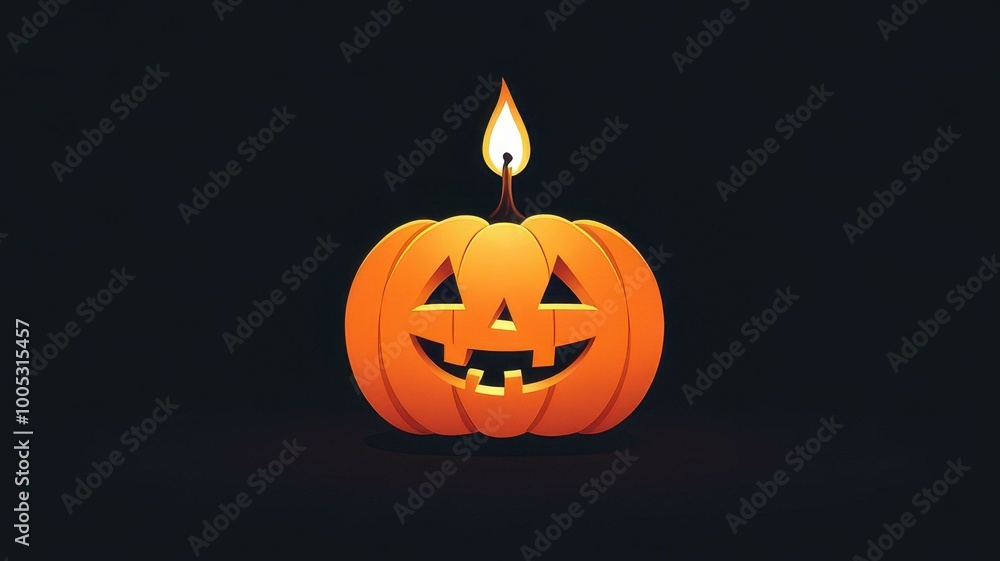 Poster A sad pumpkin holds a flickering candle, casting eerie shadows that envelop the scene in a haunting glow.