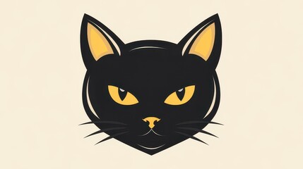 Obraz premium Discover the charm of a sleek black cat logo, perfect for a modern art workshop that embraces minimalist design.