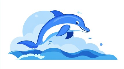 Obraz premium Discover the bliss of a dolphins leap in vibrant vector art, embodying modern charm and graceful simplicity.