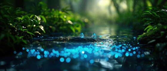 Fototapeta premium Glistening Stream in Lush Forest