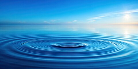 Clear blue water with gentle ripples reflecting the sky, representing tranquility and purity in nature, clear, blue