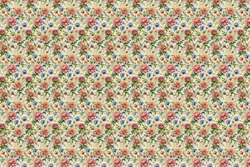 Simple cute pattern in small-scale flowers. Diagonal millefleurs. Floral seamless background for textile or book covers, manufacturing, wallpapers, print, gift wrap and scrapbooking.
