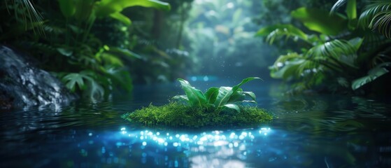 Fototapeta premium Tranquil Stream in a Lush Forest Setting